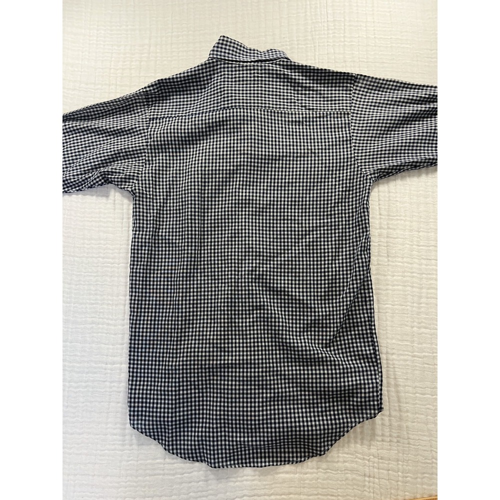 Vintage Levis Western Shirt Mens Navy White Gingham Plaid 70s Super Thin Small - Picture 6 of 7